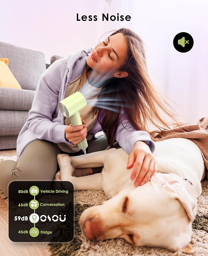 Hair Dryer with Diffuser for Curly Hair, Negative Ionic Hairdryer, High-Speed Blow Dryer with 110, 000 RPM Brushless Motor, Fast Drying Lightweight Travel Hairdryer, Low Noise Quiet Hair Dryers-BrightBean Baby