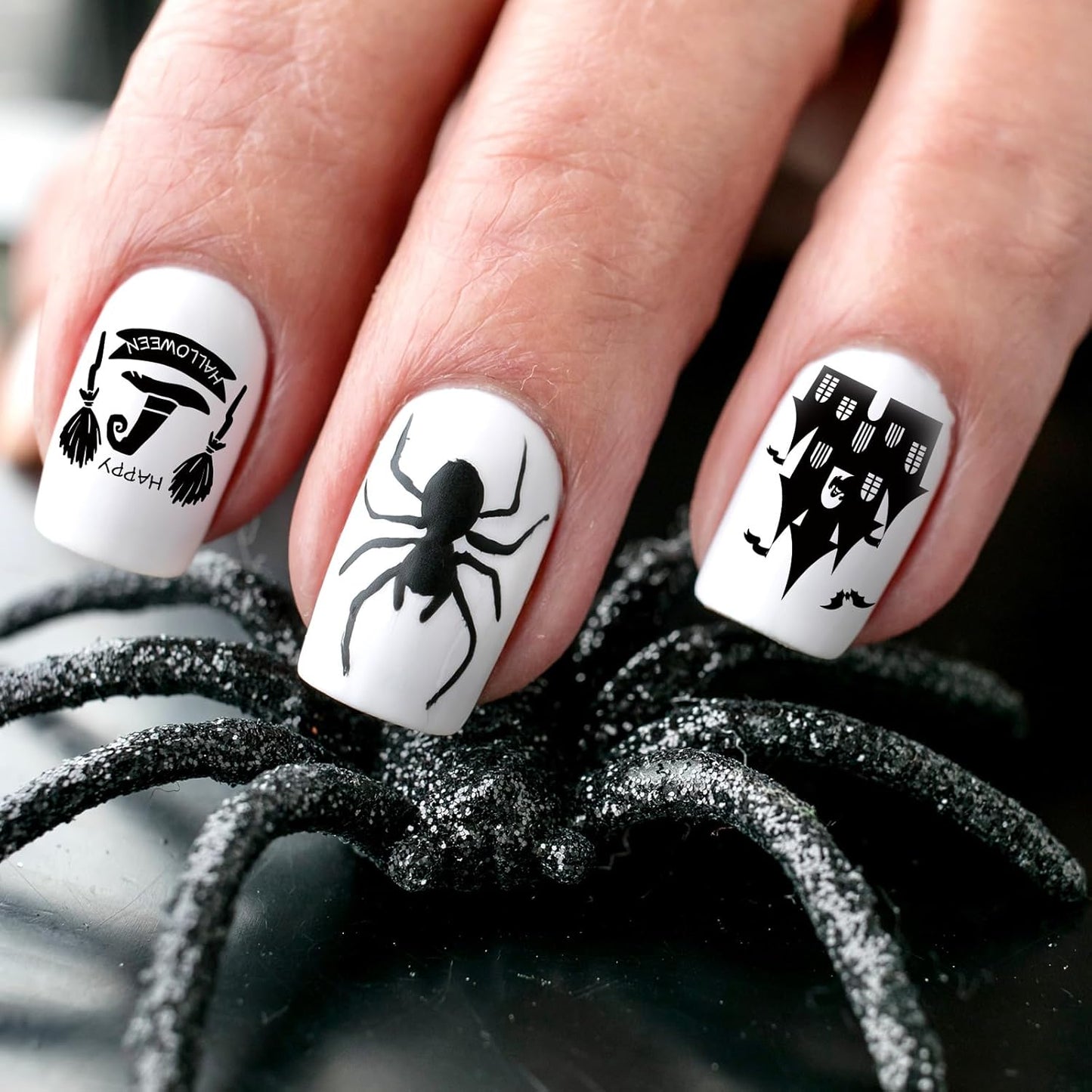 2Pcs Halloween Nail Art Stamping Plate Kit Skull Bat Witch Pumpkin Design Nail Art Plate for Holiday DIY Print Manicure Salon-BrightBean Baby