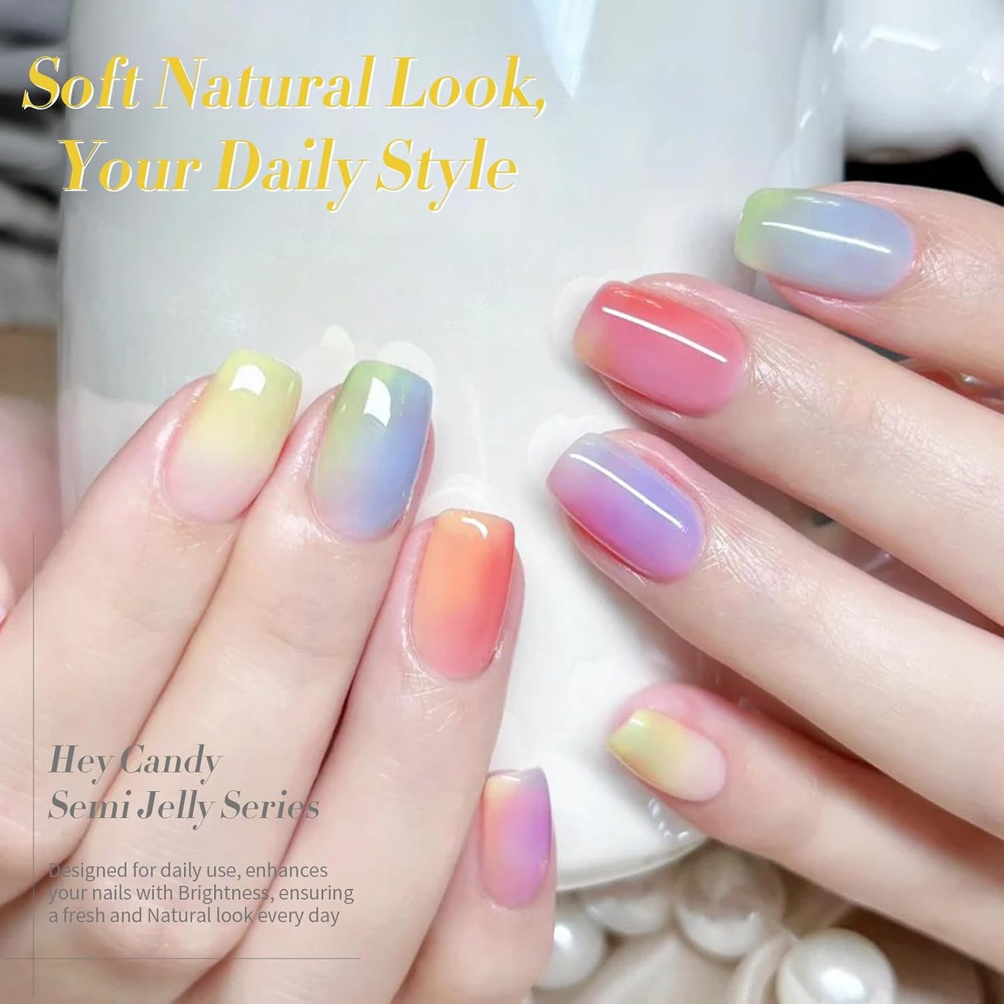 Born Pretty Jelly Pastel Gel Nail Polish Milky Jelly Gel Polish Spring Summer Macaron Candy Sweet Color Translucent Blue Red Green Yellow Pink Purple Easter Gift Nail Art Manicure DIY Home and Salon-BrightBean Baby