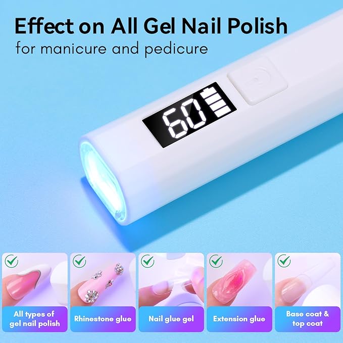 Makartt UV Light for Gel Nails: Handheld Mini Flash Cure Lamp Portable Lumière Nail Dryer for Curing Gel Polish Nail Glue Rechargeable USB Nail Light with LCD 2 Timer for Fast Drying Home Salon Use-BrightBean Baby