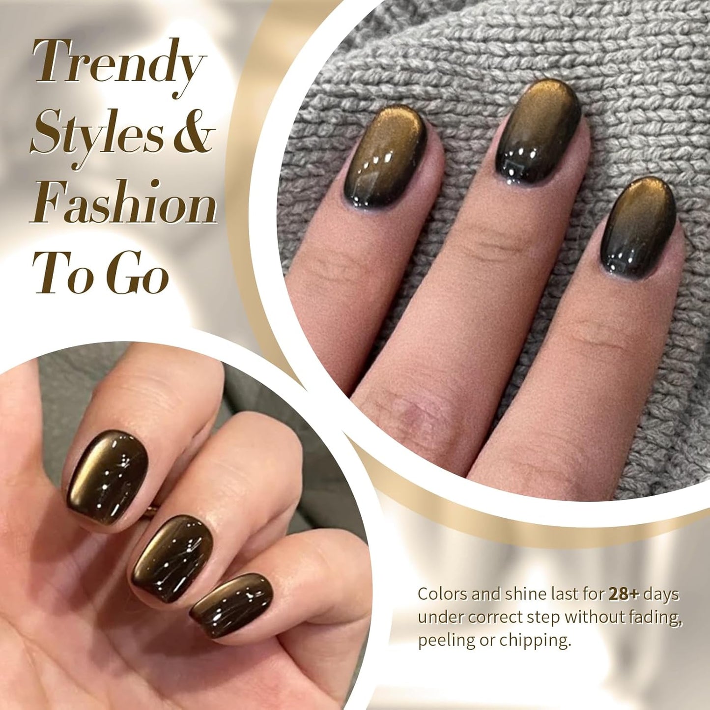 Born Pretty Cat Magnetic Eye Gel Nail Polish,Brown Jelly Glass Magnetic Gel Polish, Crow Glitter Soak Off Nail Art Salon Manicure Home Gift 15ml-BrightBean Baby