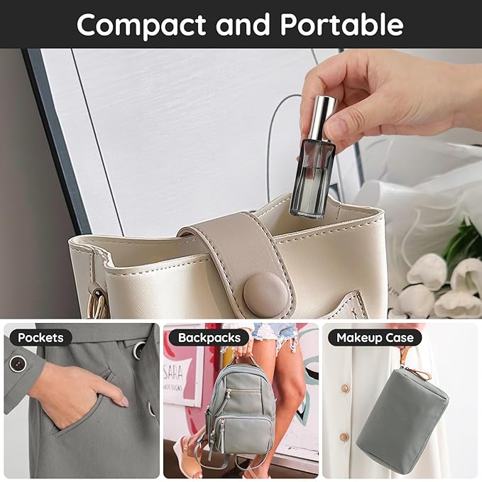 Segbeauty Travel Perfume Bottle Refillable, Empty Mini Portable Perfume Atomizer with Funnel, 5 Set of 10ML Glass Spray Bottle Fine Mist Leak-proof Sprayer Travel Sample Bottles for Cologne Fragrance-BrightBean Baby