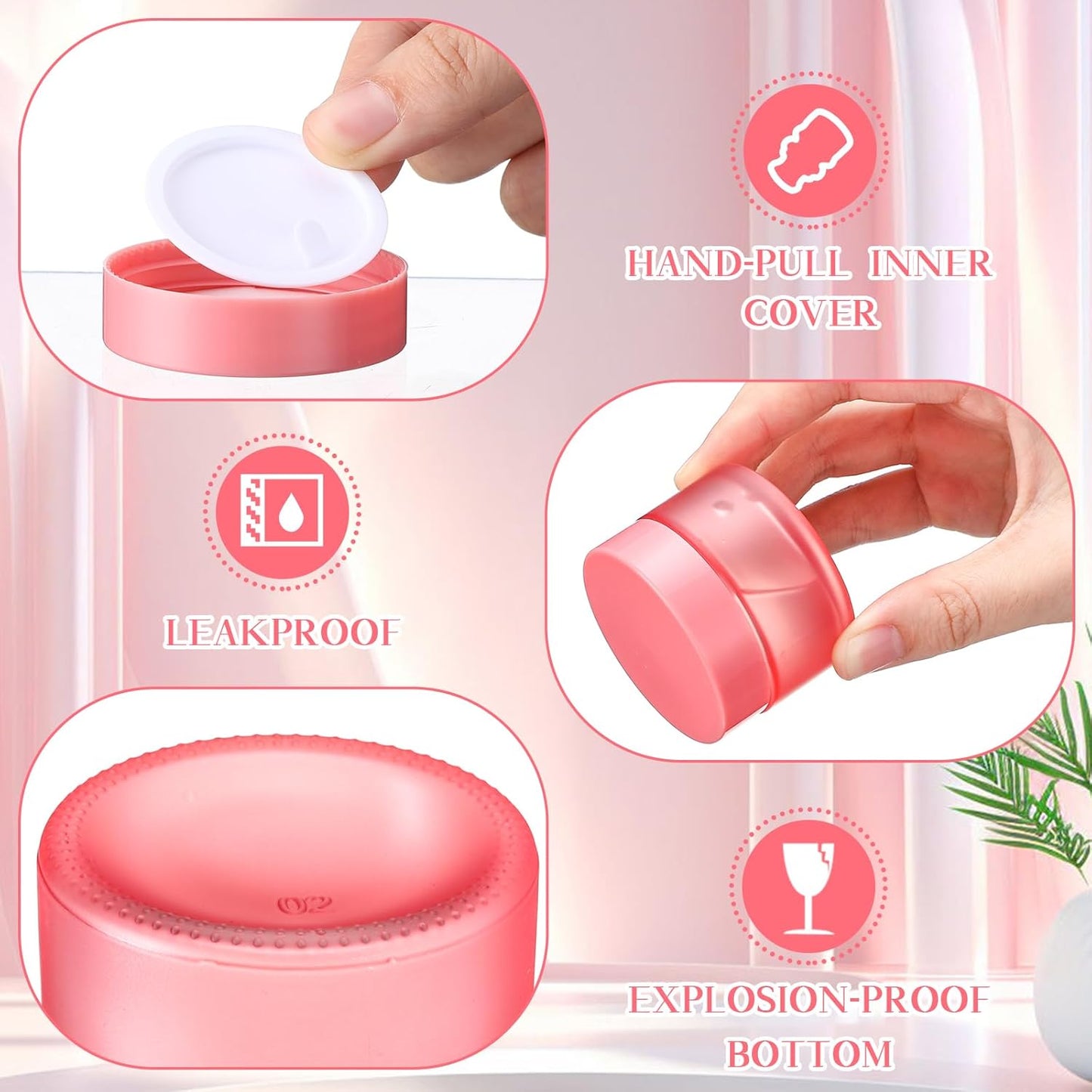 Domensi 100 Pcs 1 oz Glass Jars with Lids Bulk Round Glass Cosmetic Jars Lids 1 oz Small Travel Containers with Inner Liner for Lotions Powders Ointments Sample Cream (Pink,Pink)-BrightBean Baby