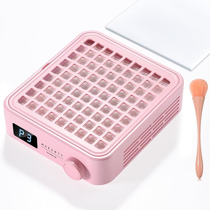 Makartt Professional Nail Dust Collector – Powerful Dust Collector Nail Tech Quite Suction Machine for Acrylic Nails Manicure & Pedicure Salon & Home Use Includes 10pcs Filters & Dust Brush Pink-BrightBean Baby