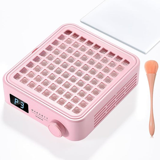Makartt Professional Nail Dust Collector – Powerful Dust Collector Nail Tech Quite Suction Machine for Acrylic Nails Manicure & Pedicure Salon & Home Use Includes 10pcs Filters & Dust Brush Pink-BrightBean Baby