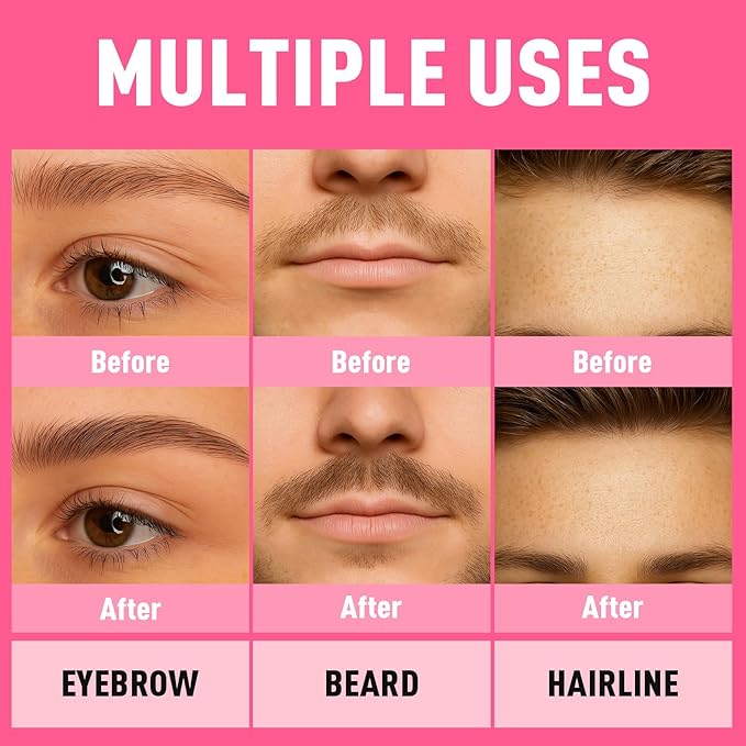 Dual Ended Microblading Eyebrow Pen - 2 in 1 Liquid Eyebrow Pencil with Brow-Fection Angled Brush & Precise Detail Brush-Tip, Shapes & Fills Hair-Like Looking Brows, Lasts All-Day, Dark Brown-BrightBean Baby