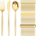 SUT 600 Pcs Gold Plastic Silverware, Gold Disposable Utensils, Heavy Duty Cutlery Set, Disposable Silverware Set Include 200 Forks, 200 Spoons, 200 Knives Heavy Duty Flatware for Party