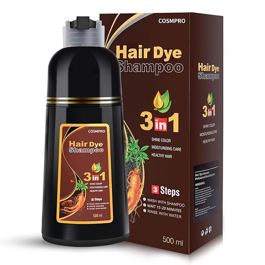 Hair Dye Shampoo Chestnut Brown Hair Color Shampoo for Gray Hair Coverage Herbal Hair Dye Shampoo 3 in 1 for Men and Women, Instant Color Shampoo-BrightBean Baby