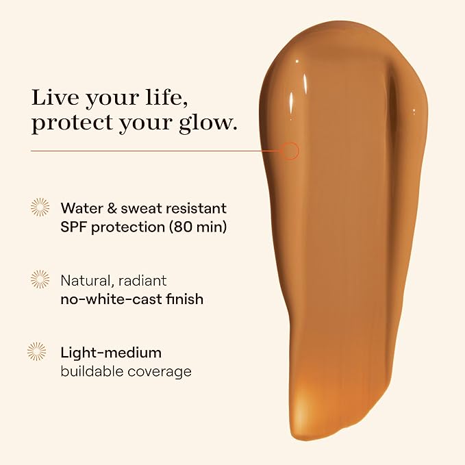 Live Tinted Hueguard Skin Tint SPF 50 - Tinted Mineral Sunscreen with Light-Medium Buildable Coverage With a Hydrating and Radiant Finish - Water and Sweat Resistant, 1.35 fl oz - Shade 06-BrightBean Baby