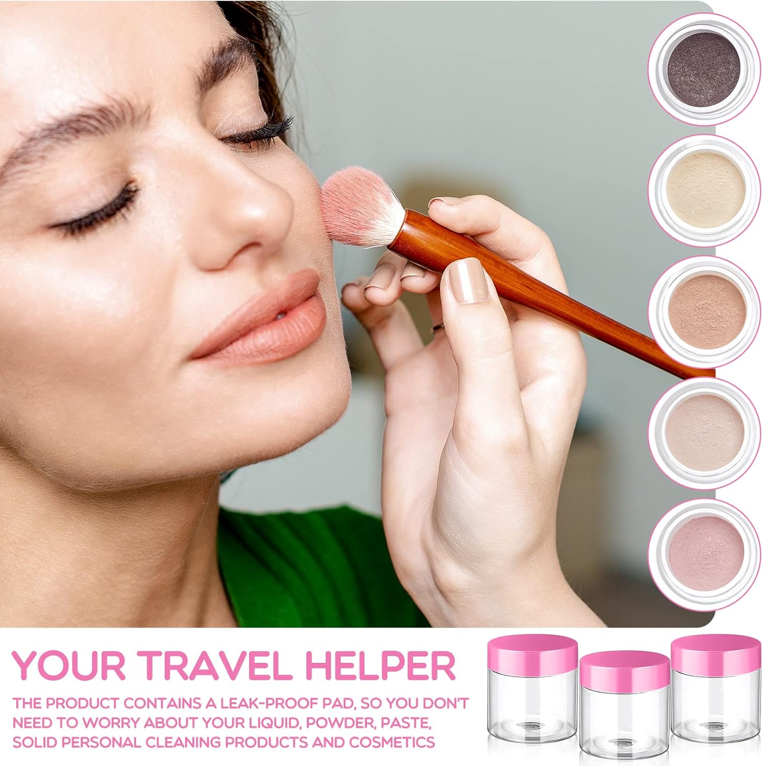 SATINIOR 100 Pcs Plastic Jars with Lids Small Containers Lids Wide Mouth Small Plastic Containers for Lotion Cream Rhinestones Body Butters Travel Storage(2 oz,Pink)-BrightBean Baby