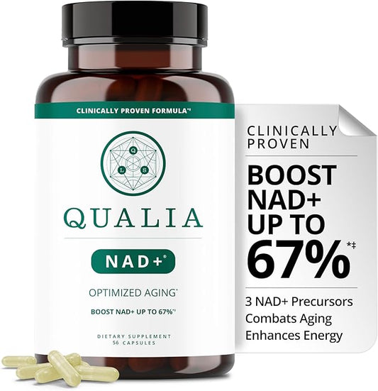 Qualia NAD Supplement — Clinically Proven to Boost NAD+ up to 67%. Optimized Aging, Energy, Focus. Elite NAD+ Booster Ingredients Nicotinamide Riboside (NIAGEN), Niacin, Niacinamide (1 Month Supply)-BrightBean Baby