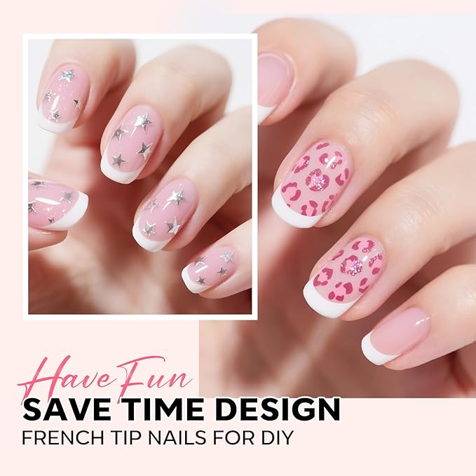 modelones French Tip Press on Nails, 150Pcs Extra Short Square Fake Nails with Nail Box, Pink Gel Nail Tips for Women, Soft Glue-On Nails for Natural Salon Look, DIY Nail Art Kit (15 Sizes)-BrightBean Baby