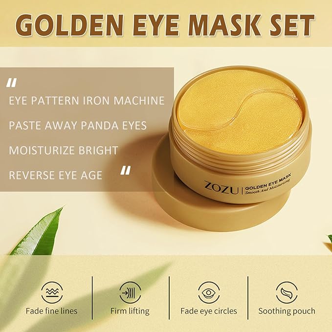 24k Gold Under Eye Patches,60PCS Collagen Eye Masks for Puffy Eyes,Dark Circles,Reduce Wrinkles,Natural Refresh Revitalizing Eye Skin Care Products-BrightBean Baby