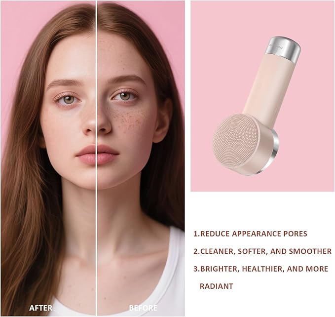 DAROMA Ultra-Soft Silicone Electric Face Scrubber - Rechargeable 2-in-1 Heating & Exfoliating Pore Cleaning Brush | Gentle Facial Cleansing Brush for Deep Cleaning | Facial Exfoliating Tools-BrightBean Baby