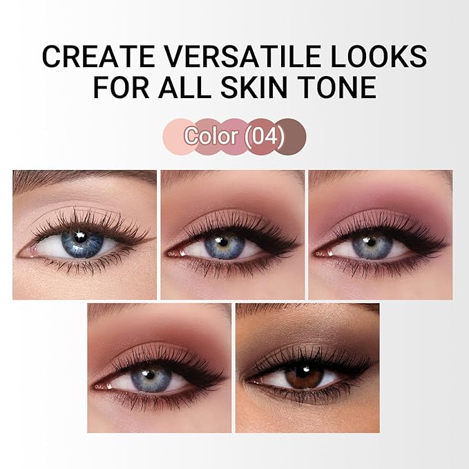 Erinde 5 Colors Matte Eyeshadow Palette Makeup, Natural Classic Nude Neutral Nude Brown Eye Shadow, Long Wearing Waterproof Everyday Eye Makeup for Brown Eyes, Romantic Peach Mauve Eyeshadow, 04-BrightBean Baby