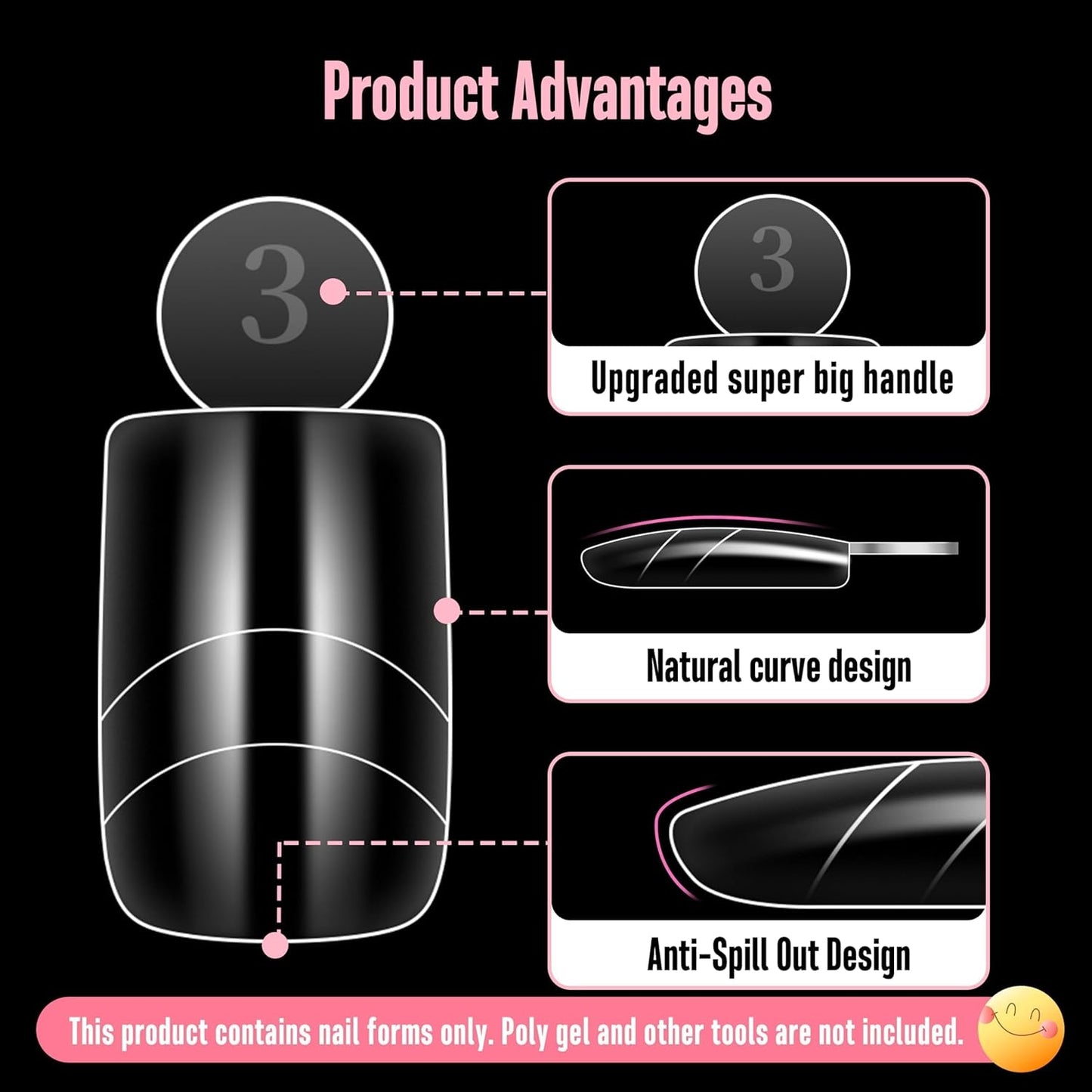 Upgrade Toe Dual Nail Forms for Poly Gel with Inner French Tips Auxiliary Line for Toenail Extension, Square Soft Gel Nail Extension, Full Cover Molds for Pedicure DIY x 15 Sizes 270 pcs-BrightBean Baby