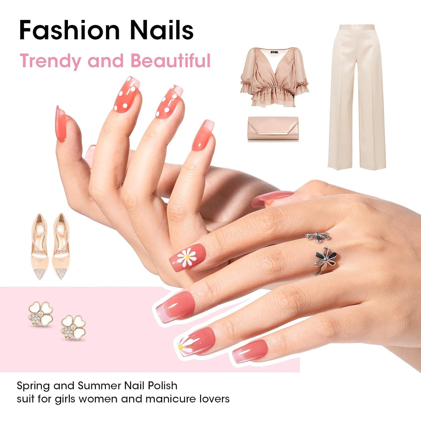 GELLEN Clear Pink Nail Polish, Sheer Pink Jelly Natural Regular Nail Polish Quick Dry Summer 6 Light Colors Set for Acrylic Natural Nails Home Salon, Chip Resistant, Non UV Gel, Hema Free, Non Toxic-BrightBean Baby