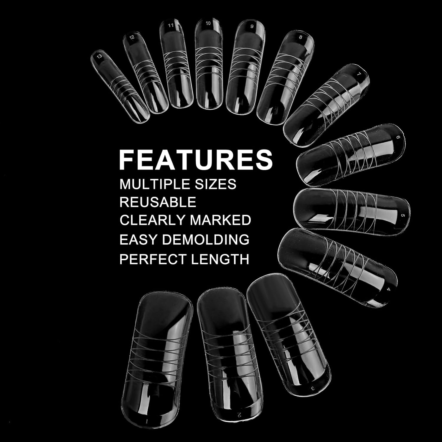 140Pcs Dual Nail Forms,Upturned Extension Poly nail gel Nail Forms Full Cover Reusable Nail Molds 14 Sizes for Nail Art Design Salon&DIY-BrightBean Baby