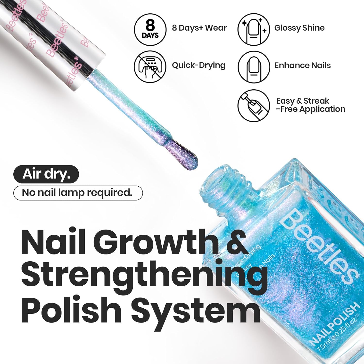 Beetles Chameleon Nail Polish Set, 6 Colors Dreamy Pastel Quick Dry Nail Polish,Glitter Colors Fingernail Polish DIY Nail Lacquer Nail Art Kit Home Gift for Women Girl-BrightBean Baby