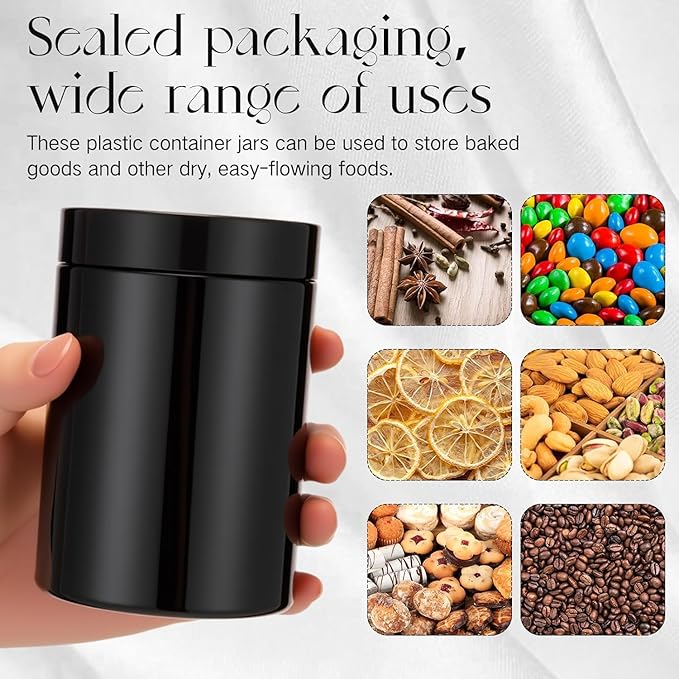 SATINIOR 24 Pieces Empty Clear Plastic Jars with Lids Round Storage Containers Wide Mouth for Beauty Product Cosmetic Cream Lotion Liquid Butter Craft and Food(Black,16 oz)-BrightBean Baby
