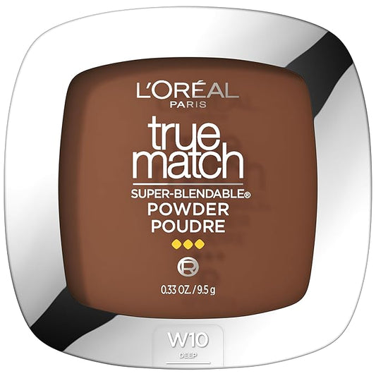 L'Oreal Paris True Match Super Blendable Oil Free Powder Foundation, W10 Deep, 0.33 oz-BrightBean Baby