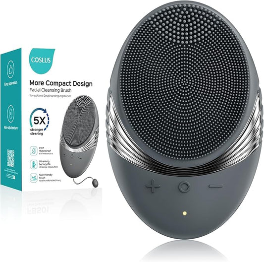 COSLUS Facial Cleansing Brush Face Scrubber : Portable Silicone Waterproof Rechargeable Face Wash Brush, 5 Cleansing Modes, Electric Deep Cleaning for Men & Women, Removing Blackhead, Exfoliating-BrightBean Baby