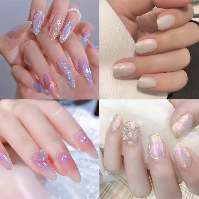 Allstarry Chrome Nail Powder 4 Colors Iridescent Aurora Powder Metallic Mirror Effect Pigment Pearlescent Purple Mermaid Unicorn Glitter for Nail Art Manicure Decoration Home DIY Salon-BrightBean Baby