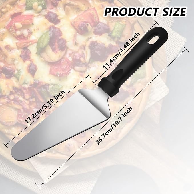 20 Pcs Pizza Spatula Pie Server, 10 Inch Stainless Steel Cake Server Spatula Non Slip Easy to Grip, Triangular Spade Spatulas with Plastic Handle for Desserts Pizza Pie Cake Biscuit