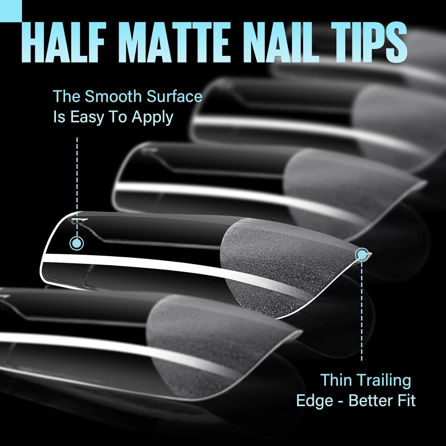 TOMICCA Medium Square Nail Tips, 504Pcs Half Matte Press on Full Cover Acrylic Nails, 12 Sizes Pre-Shape Soft Acrylic Fake Nail Tips for Nail Extension Art Home DIY Nail Salon-BrightBean Baby