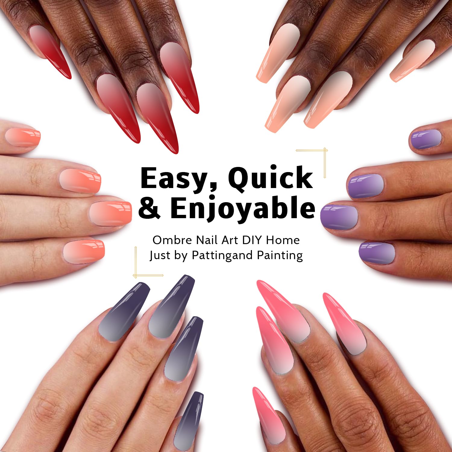 Sponge Pat Paint Nail Gel, Ombre Nails Gradient Gel Nail Blush Blooming Aura Nails Drawing Stripper Floral Painting DIY Nail Art, No Wipe, UV/LED Curing (12 Colors G)-BrightBean Baby