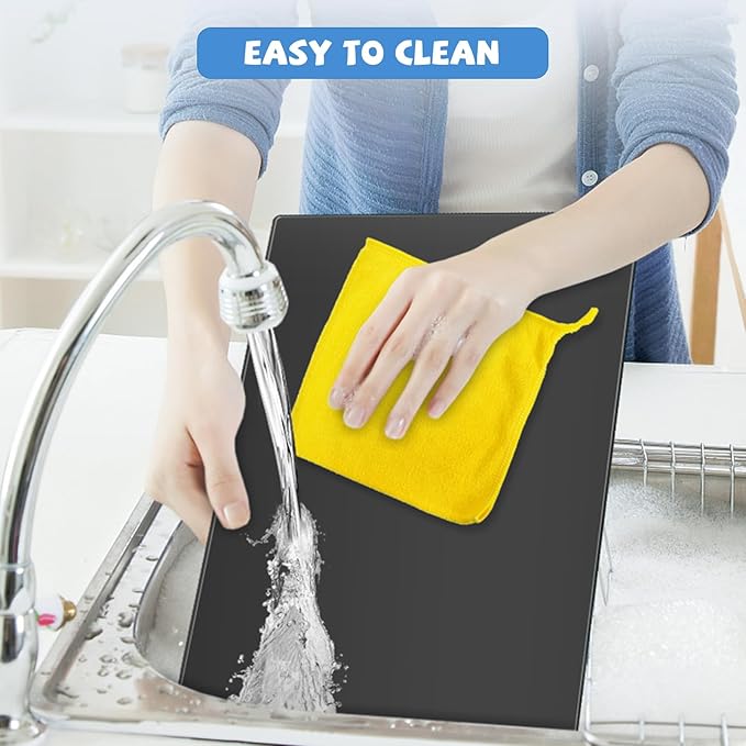 Tempered Glass Cutting Board for Kitchen, Black Glass Board for Countertop, Heat Resistant, with Non-Slip Feet, 12x16" 1Pcs