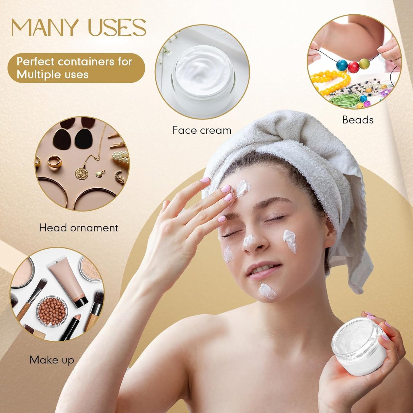 SATINIOR 100 Pcs Plastic Jars with Lids Small Containers Lids Wide Mouth Small Plastic Containers for Lotion Cream Rhinestones Body Butters Travel Storage(1 oz,Pink)-BrightBean Baby