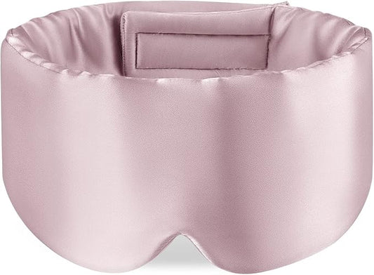 Zenssia 100% Mulberry Silk Sleep Mask Eye Mask for Man and Woman with Adjustable Headband, Full Size Large Sleep Mask & Blindfold for Total Blackout for All Night Sleep, Travel & Nap- Light Plum-BrightBean Baby