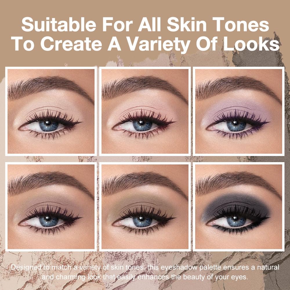 Kaely 6 Color Mini Nude Smoky Eyeshadow Palette Makeup, Highly Pigmented Eye Shadow Palette Waterproof, Natural Matte Eye Shadow Palette, paleta de sombras de ojos, Vegan & Cruelty-free, 05-BrightBean Baby