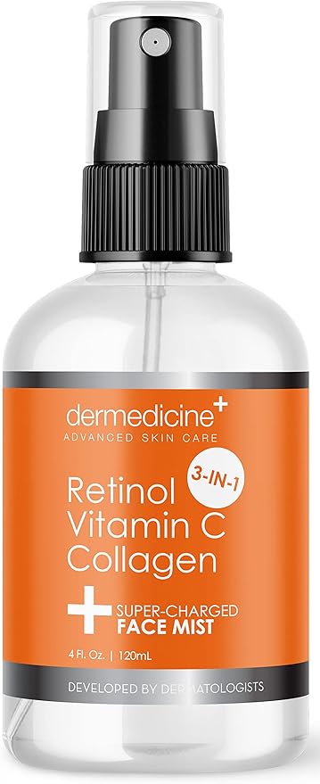 3 in 1 Super-Charged Anti-Aging Face Mist w/Retinol, Vitamin C + Collagen | Hydrates, Refreshes & Brightens for a More Glowing Complexion | 4 fl oz, 120 ml-BrightBean Baby