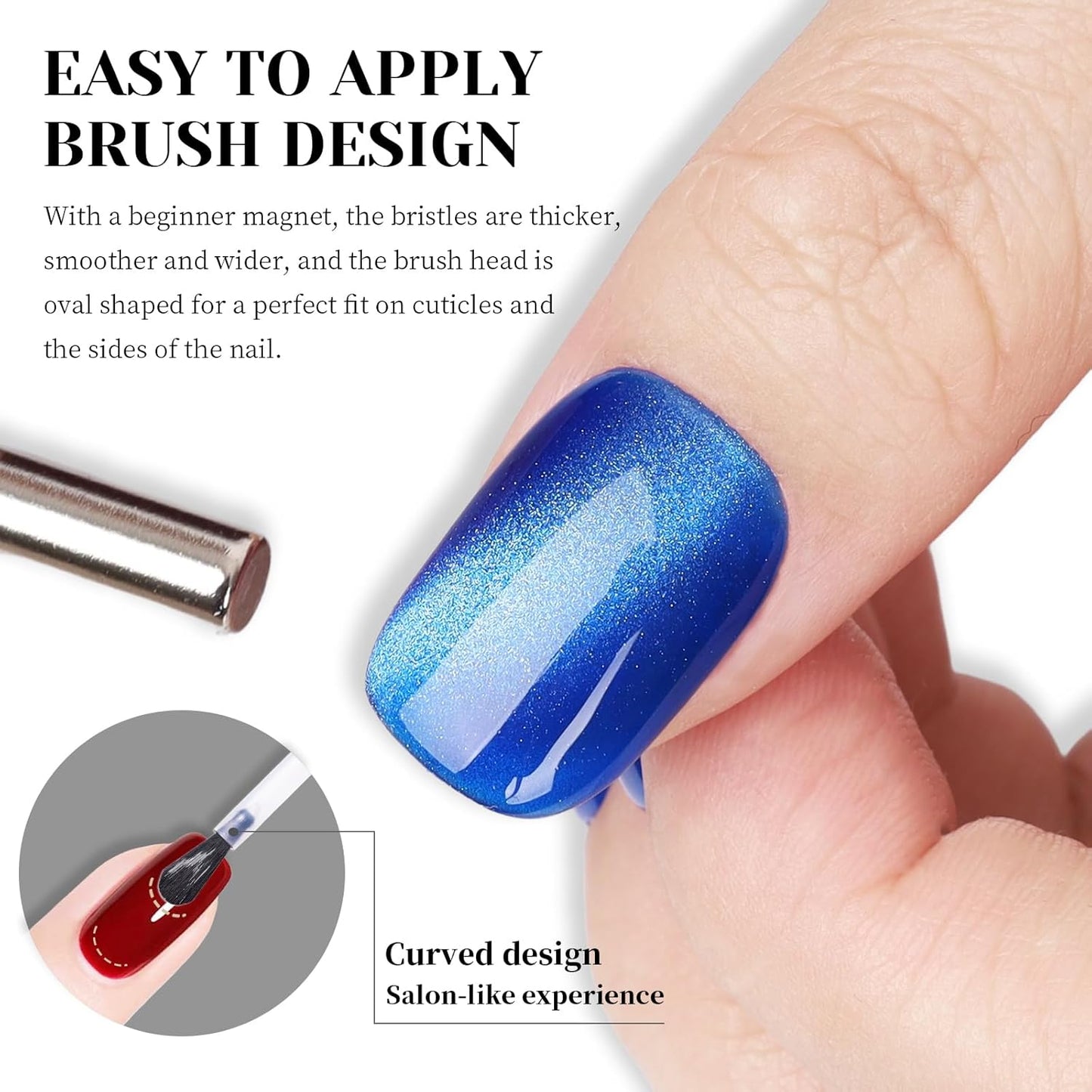 Blue Cat Eye Gel Nail Polish, LED UV Nail Lamp Needed Navy Blue Cateye Gel Polis Color for Summer Spring Winter, Perfect for DIY at Home & Ideal Gift for Nail Art Lovers!-BrightBean Baby