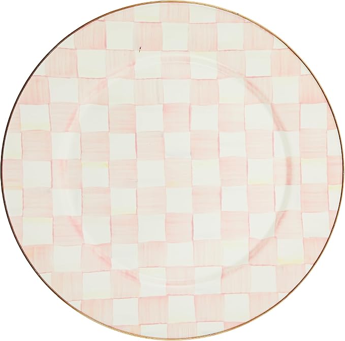 MACKENZIE-CHILDS Enamel Serving Platter, Decorative Serving Platter for Food, 16 Inches, Rosy Check