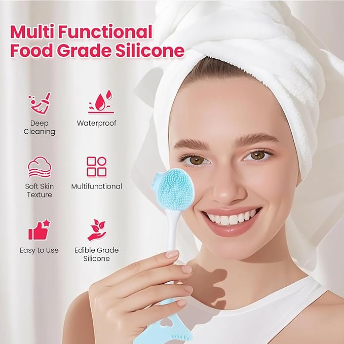 2 Packs Silicone Face Scrubber Exfoliator, Face Mask Brush Applicator, Facial Cleansing Brush, Pore Cleaning Brush, Pore Scrubber for Face-BrightBean Baby