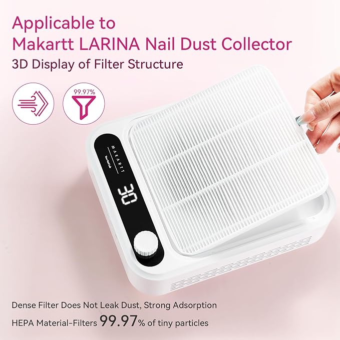 Makartt Nail Dust Collector Filter - Replacement Filter Reusable Dust Filter For Larina Nail Dust Collector Vacuum Fan Dust Nail Tool Attach 99% of Nail Dust Easy to Clean 2 Pack White-BrightBean Baby