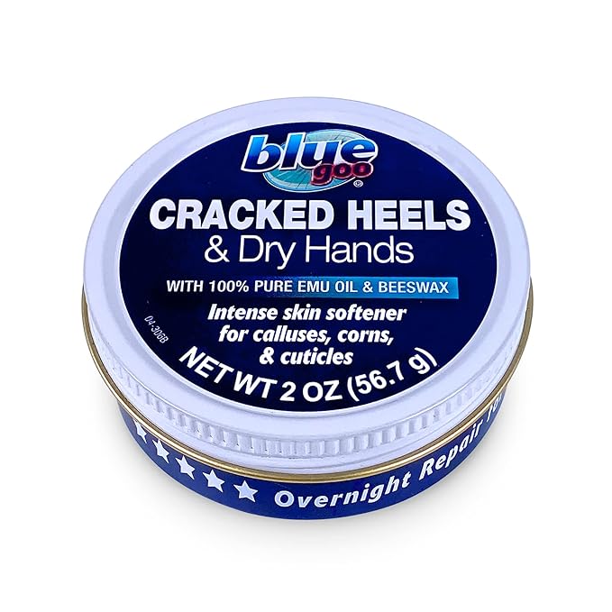 Blue Goo CRACKED HEELS & DRY HANDS Skin Softener for Dry Feet, Hands, Hydrating and Smoothing, Moisturizer, Dryness Relief, 2 Ounce, made with 100% PURE EMU OIL-BrightBean Baby