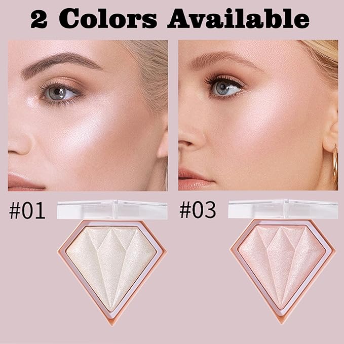 MEICOLY Baked Highlighter Powder Palette,Natural Face Highlighter Shimmer Powder,Long Lasting Glittery Highlighter Makeup Face Luminizer,01 Pearl White-BrightBean Baby