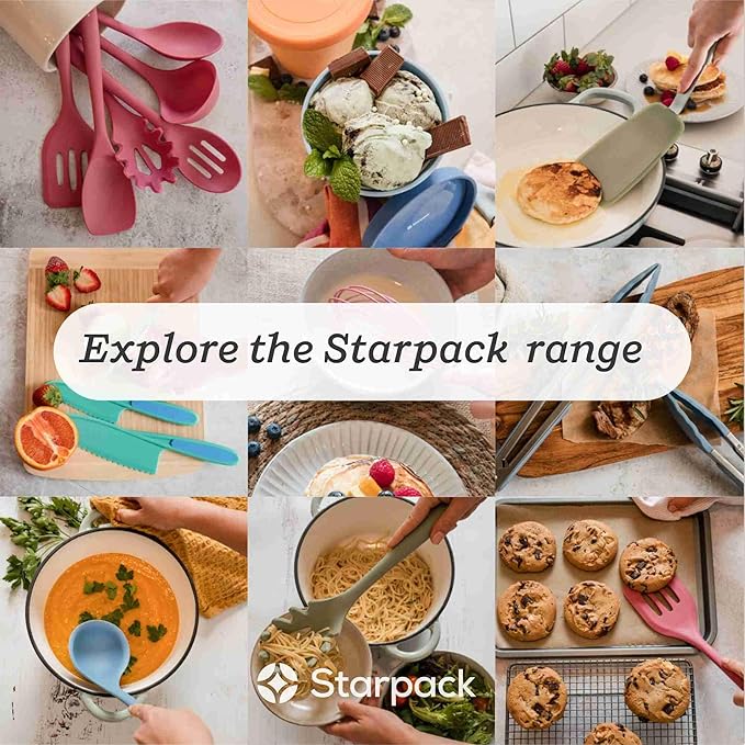 StarPack Premium Flexible Wide Silicone Turner Spatula - High Heat Resistant to 600°F, Hygienic One Piece Design, Non Stick Rubber Kitchen Utensil for Fish, Egg, Pancakes, Cookies & more (Stormy Grey)