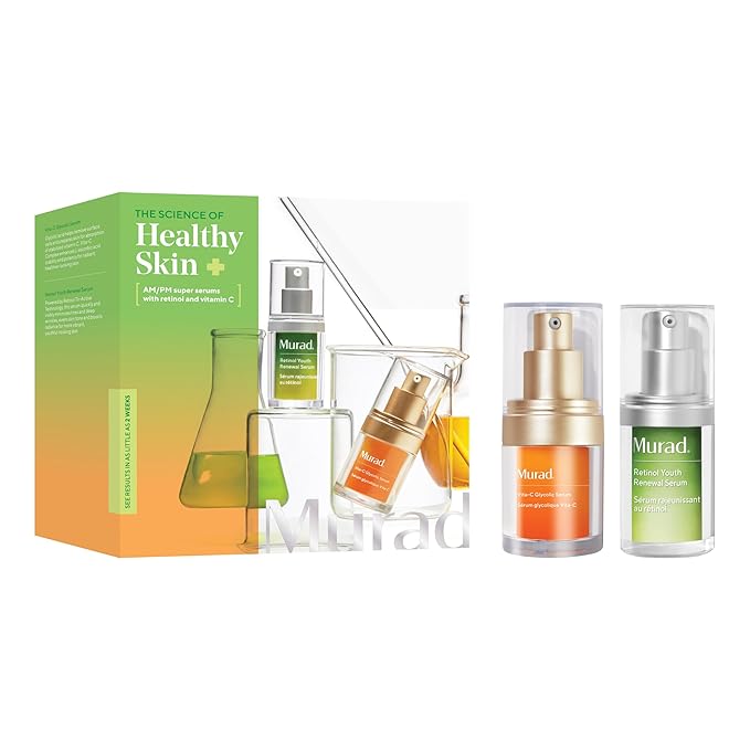 Murad AM/PM Super Serums - 2-Piece Trial Kit ($95 Value) - Retinol and Vitamin C Serum - Vita-C Glycolic Serum 0.5Fl Oz, Retinol Serum 0.5Fl Oz-BrightBean Baby