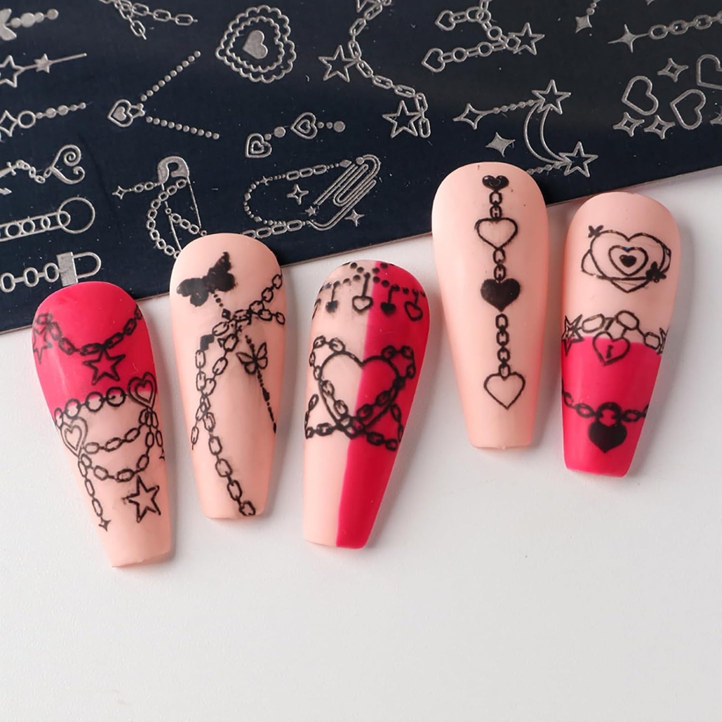 Valentine Nail Art Stamping Plate Kit,Love Heart Butterfly Flower Cat Design Stamp Templates,Love Words Stamp Templates Kit,Valentines Romantic Metal Nail Plates for DIY Printing Decor 4Pcs-BrightBean Baby