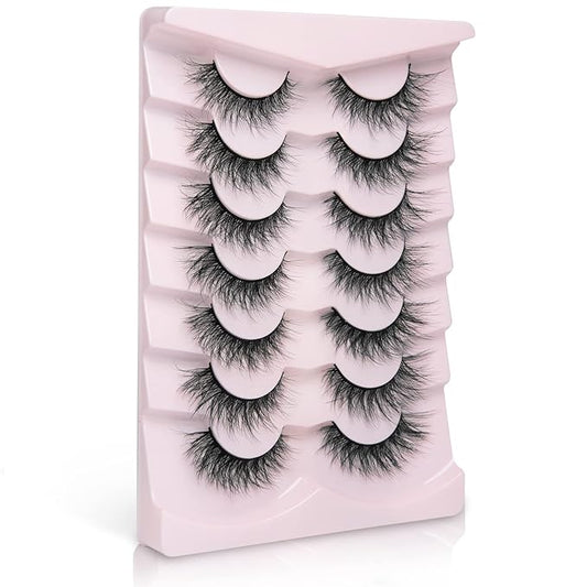 Fake Lashes Natural Wispy Lashes Airy Volume Faux Mink Lashes Fluffy Long False Eye Lashes Sets Pack 18MM Reusable Eyelashes A05-BrightBean Baby