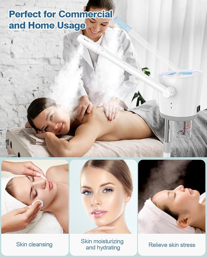 Kingsteam 2 in 1 Hot and Cold Facial Steamer, 30 Min Timer, Ionic Facial Steamer for Home, Esthetician, Professional Nano Water Mist with Large Water Volume for Beauty Salons - Ozone Facial Sprayer-BrightBean Baby