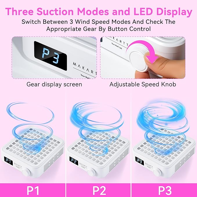 Makartt Professional Nail Dust Collector – Powerful Dust Collector Nail Tech Quite Suction Machine for Acrylic Nails Manicure & Pedicure Salon & Home Use Includes 10pcs Filters & Dust Brush-BrightBean Baby