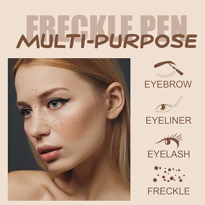4 Colors Freckle Pen Set, Natural Lifelike Face Fake Freckle Stamp Makeup Pen Waterproof Long Lasting Quick Dry Faux Freckles Sun-kissed Makeup-Light Brown,Natural Coffee,Chestnut,Dark Brown-BrightBean Baby