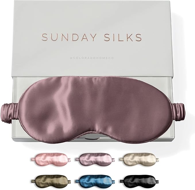 SUNDAYSILKS™ Exclusive Mulberry Silk Sleep Mask | Soft Eye Covers, Blackout Sleeping Mask for Women & Men | Silk Eye Mask for Sleep, Travel, and Relaxation | Antifaz para Dormir [Deep Muave]-BrightBean Baby
