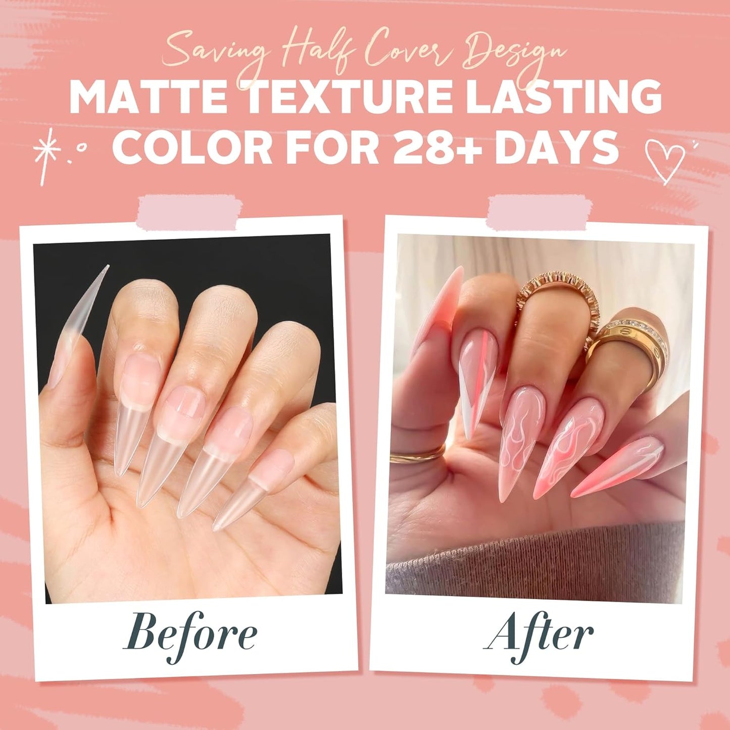 UNA GELLA Stiletto Gel Nail Tips 504pcs Long Stiletto Almond Clear Curved Nails Tips Half Cover False Fake Nails for DIY Press On Nails Extension Art Salon 12 Sizes-BrightBean Baby